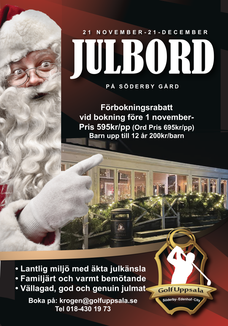 Julbord på GolfUppsala. Lantlig miljö med klassiska rätter