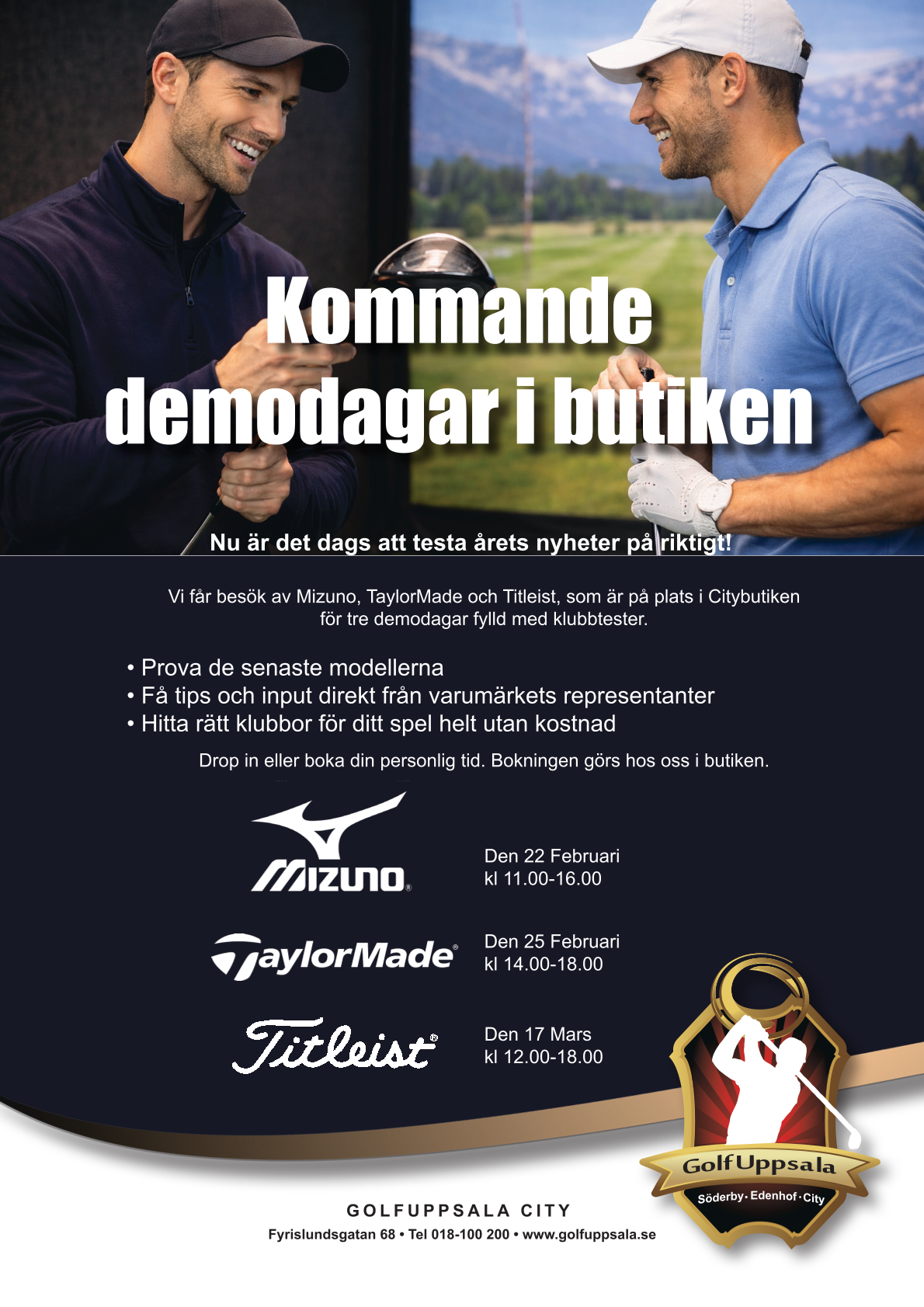 Demodagar Titleist, Mizuno och TaylorMade i Uppsala